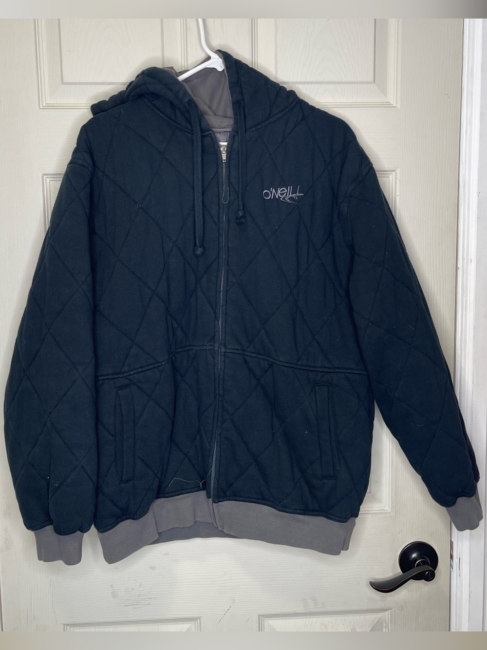 O'Neill Men's Full Zip Up Diamond-Quilted Full Zip Up Hooded Sweater Sz XL